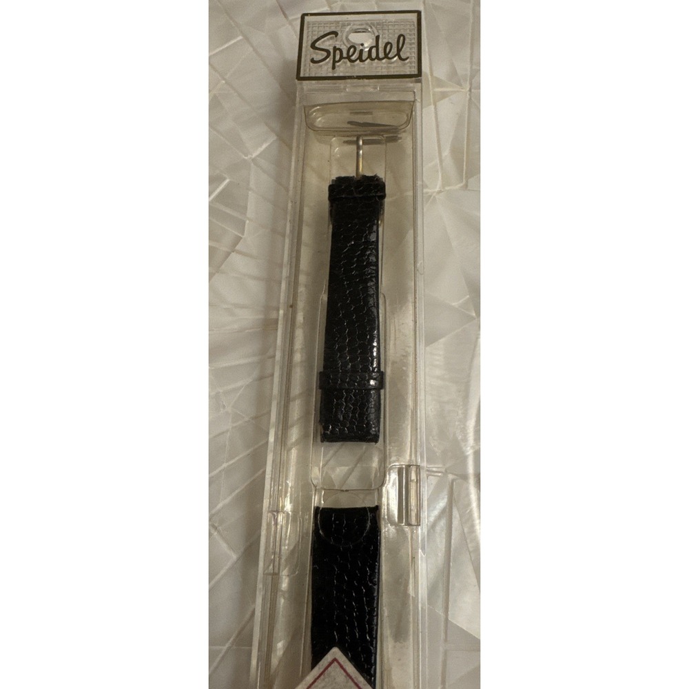 VTG  Speidel 12MM Long Black Gator Lizard Grain Watch Band Hong Kong NIB